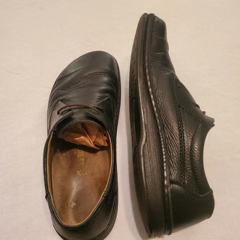BIRKENSTOCK Vintage Footprint Memphis Black Leather Oxford‎ Derby Shoes Men's 10